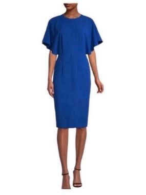 💙 NWT! BLACK HALO Blue Flutter Sleeve Sheath Dress - Size 6